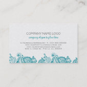 ターコイズ&ホワイトフローラペイズリーレース 名刺 (裏面)