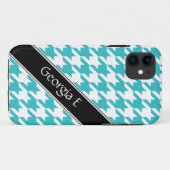 ターコイズ&ホワイト千鳥格子のiPhone 5ケカスタムース Case-Mate iPhoneケース (裏面(横))