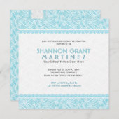 ターコイズ&ホワイト華美レースグラエレガントード招待状 招待状 (正面/裏面)