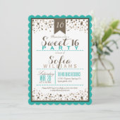 ターコイズ、ホワイト、およびチューペスウィート16パーティー 招待状 (スタンド正面)