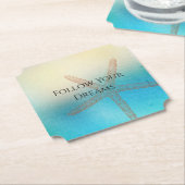 ターコイズ ホワイト アクア ブルー ヒトデ ビーチ ウェディング ペーパーコースター (アングル)