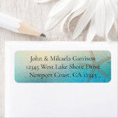 ターコイズ ホワイト アクア ブルー ビーチ スターフィッシュ ウェディング ラベル (インサイチュ)