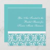 ターコイズ & ホワイト エレガンス 招待状 (正面/裏面)