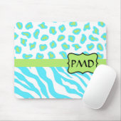 ターコイズ、ホワイト&グリーンゼブラ&チーテカスタムー マウスパッド (マウス)