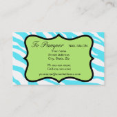ターコイズ、ホワイト&グリーンゼブラ&チーテカスタムー 名刺 (裏面)