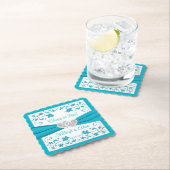 ターコイズ、ホワイト、シルバーラブハート結婚 ペーパーコースター (インサイチュ)