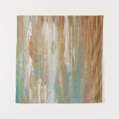 ターコイズ、ホワイト、レッドオクレ、金ゴールド抽象芸術 タペストリー (正面)