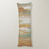 ターコイズ、ホワイト、レッドオクレ、金ゴールド抽象芸術 ボディピロー (裏面 (縦))