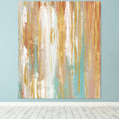 ターコイズ、ホワイト、レッドオークレー、および金ゴールド抽象芸術 キャンバスプリント (インサイチュ (ウッドフロア))