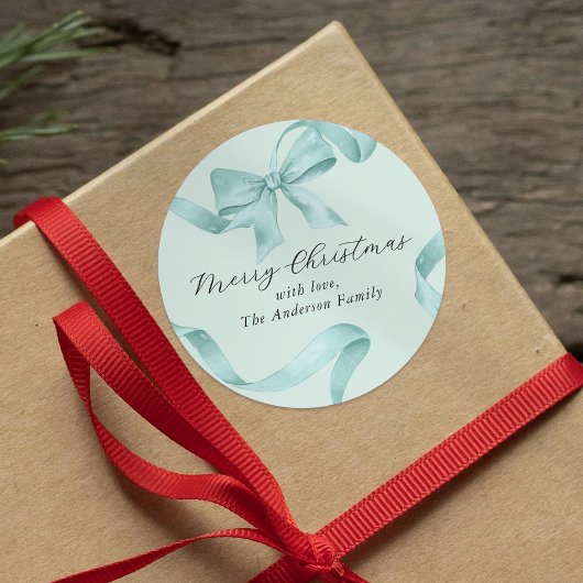 ターコイズ・ボウ メリークリスマス ラウンドシール