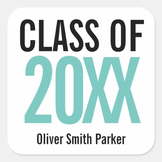 ターコイズ/ボールド/オリジナル/卒業/任意の年 スクエアシール (正面)