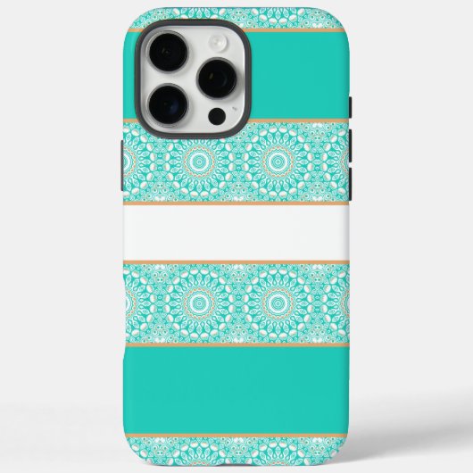 ターコイズ マンダラ ストライプ柄 Case-Mate iPhoneケース (裏面)