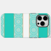 ターコイズ マンダラ ストライプ柄 Case-Mate iPhoneケース (裏面 (横))