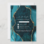 ターコイズ・マーブル・ゴールドアゲートの結婚式出欠確認招待状 招待状 (正面)