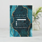 ターコイズ・マーブル・ゴールドアゲートの結婚式出欠確認招待状 招待状 (スタンド正面)