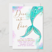 ターコイズ・マーメイドが5人の誕生日パーティーに飛び込む 招待状 (正面)