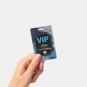 ターコイズ マーメイド レター シルバー グリッター 誕生日 VIP バッジ (手持ち)