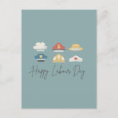 ターコイズ ミニマル ハッピー レイバー デー ポストカード (正面)