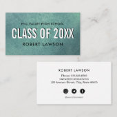 ターコイズ モダン クラス 卒業 名前 ソーシャル アイコン 名刺 (正面/裏面)