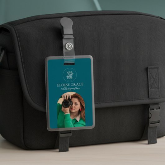 ターコイズ モダン ロゴ フォト カメラマン バッジ