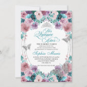 ターコイズ＆モーブ オーシャンサンセット ティアラ キンセアニエラ 招待状 (正面)