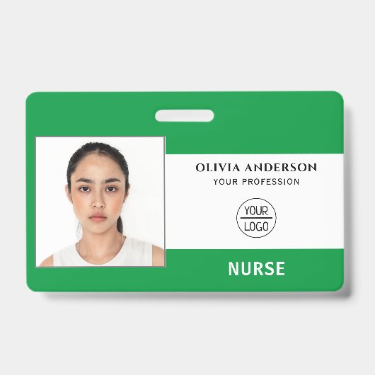 ターコイズ ライトブルー ビジネス フォト スタッフ ID バッジ (正面)