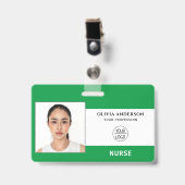 ターコイズ ライトブルー ビジネス フォト スタッフ ID バッジ (正面 （クリップ付）)