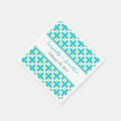 ターコイズ&ライムグリーンクロスパタ結婚ーン スタンダードカクテルナプキン (角)