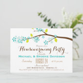 ターコイズ、ライムグリーン、ブラウン引っ越し祝いパーティーパーティー 招待状 (スタンド正面)