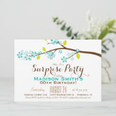 ターコイズ、ライム、ブラウンの誕生日サプライズパーティー 招待状 (スタンド正面)