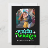 ターコイズ＆ライム モダン レトロ クリスマス フォト (正面)