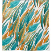 ターコイズ&ラスト秋アート シャワーカーテン (正面)