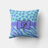 ターコイズ&ラベンダーゼブラ&チーテカスタマイズー クッション (裏面)