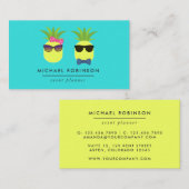 ターコイズ&レモンおもしろいパイナップルイベントプランナー 名刺 (正面/裏面)