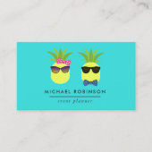 ターコイズ&レモンおもしろいパイナップルイベントプランナー 名刺 (正面)