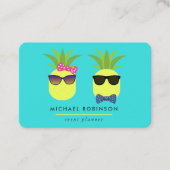 ターコイズ&レモンおもしろいパイナップルイベントプランナーB 名刺 (正面)