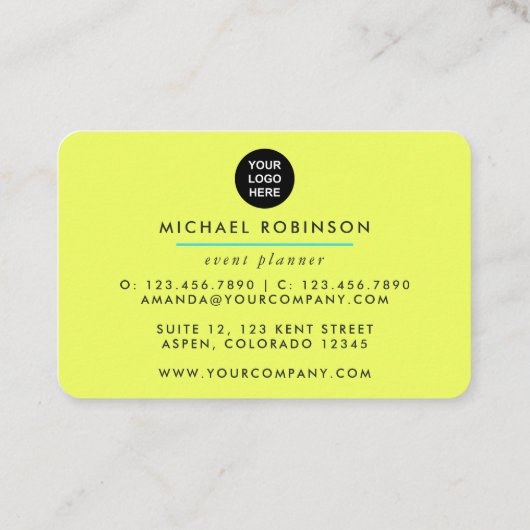 ターコイズ&レモンおもしろいパイナップルイベントプランナーB 名刺 (裏面)