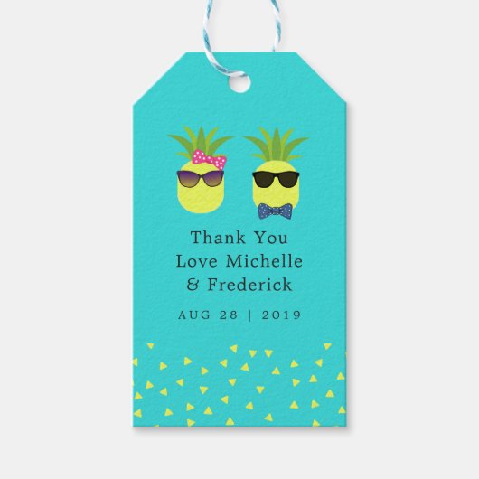 ターコイズ&レモントロピカルサマービーチ結婚式 ギフトタグ (正面)