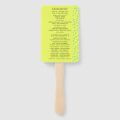 ターコイズ・レモン夏ビーチ結婚式プログラム ハンドファン (裏面)