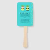 ターコイズ・レモン夏ビーチ結婚式プログラム ハンドファン (正面)