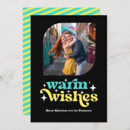 ターコイズ＆レモン モダン レトロ クリスマス フォト