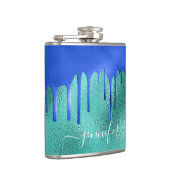 ターコイズ ロイヤルブルー 緑の金属的な名前の垂れ  フラスク (右)