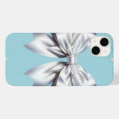 ターコイズ ロビンズエッグブルー 大きな白いリボン ブライダル Case-Mate iPhoneケース (裏面 (横))