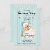 ターコイズ ヴィンテージ ビクトリアン サンタクロース 招待状 (正面/裏面)