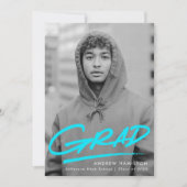 ターコイズ |写真モダンのグラデーション 案内状 (正面)