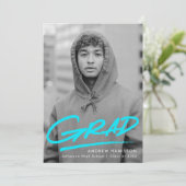 ターコイズ |写真モダンのグラデーション 案内状 (スタンド正面)