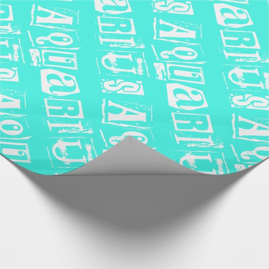 ターコイズ〔占星術の〕十二宮図スターサインタイポグラフィアクエリアス ラッピングペーパー (角)