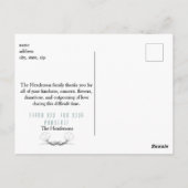 ターコイズ 水彩 花 モチーフ 弔事 お礼カード ポストカード (裏面)