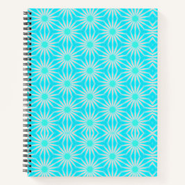 ターコイズ、水色、灰色の花(シアン色) ノートブック