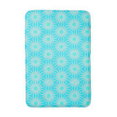 ターコイズ、水色、灰色の花（シアン色） バスマット (正面縦)